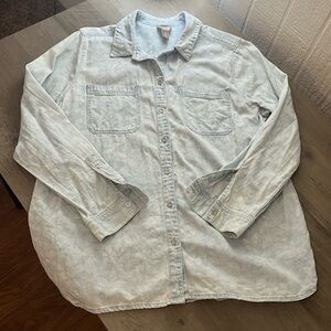 Faded floral denim button up